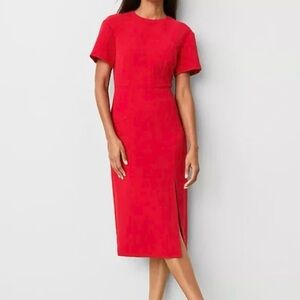 NWT ANN TAYLOR ICONIC RED DROPPED SLEEVE SHEATH DRESS SZ 4